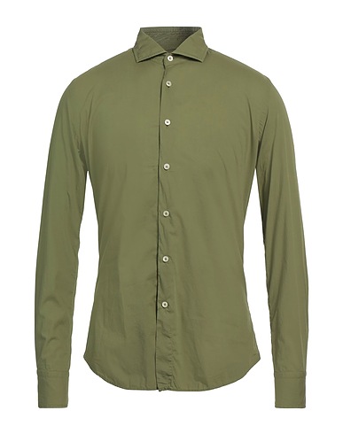XACUS Solid colour shirt Military green 100% Cotton