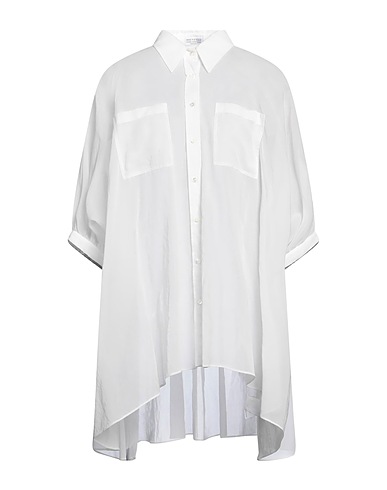 BRUNELLO CUCINELLI Solid colour shirts & blouses White 100% Cotton, Brass
