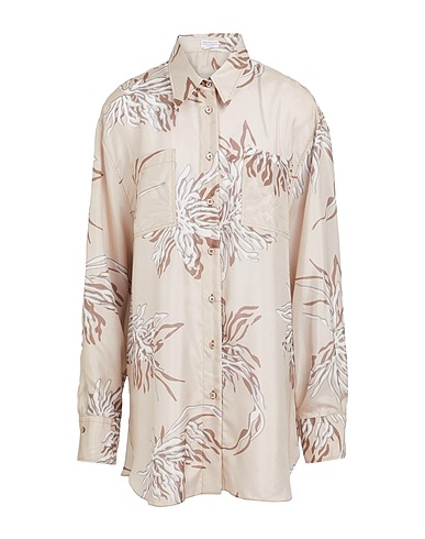 BRUNELLO CUCINELLI Patterned shirts & blouses Beige 100% Silk, Ecobrass