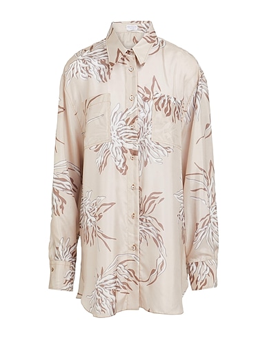 BRUNELLO CUCINELLI Рубашки и блузки с рисунком 100% Шелк, Бессвинцовая латунь Ecobrass