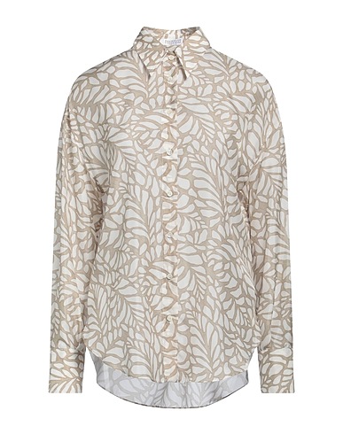 BRUNELLO CUCINELLI Camicie  e bluse fantasia Sabbia 100% Seta, Ottone