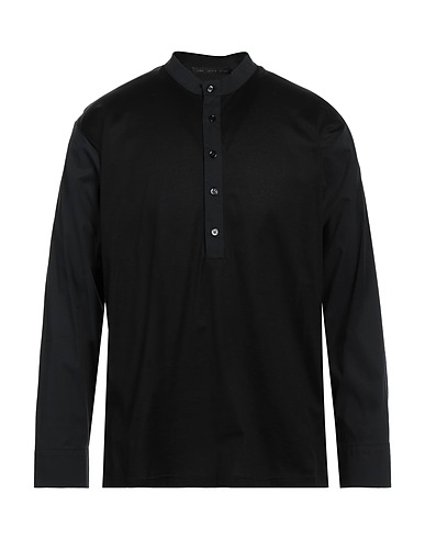 LOW BRAND Solid colour shirt Black 100% Cotton, Nylon, Elastane