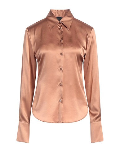 PINKO Solid color shirts & blouses Brown 94% Silk, 6% Elastane