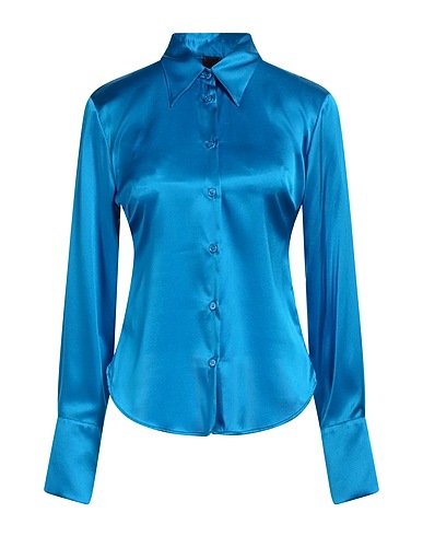 PINKO Solid color shirts & blouses Blue 94% Silk, 6% Elastane