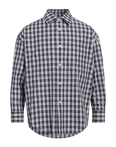 AMI ALEXANDRE MATTIUSSI Checked shirt Midnight blue 100% Cotton