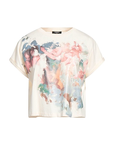 BALMAIN T-shirt Cream 100% Cotton