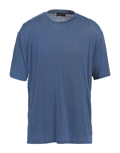 ROBERTO COLLINA T-shirt Blu navy 97% Lino, 3% Elastan