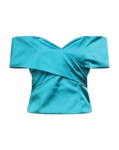 LIU •JO Off-the-shoulder top Turquoise 96% Polyester, 4% Elastane