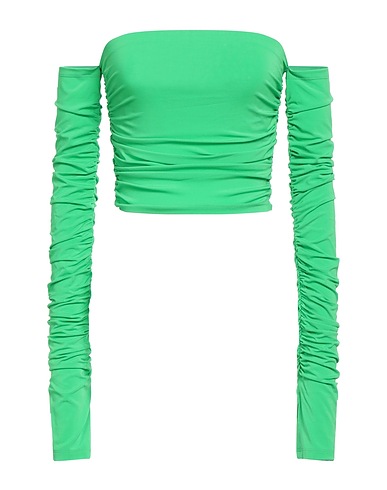 THE ANDAMANE Off-the-shoulder top Green 94% Polyester, 6% Elastane