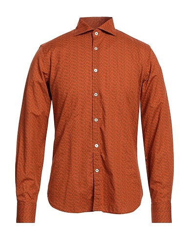 CANALI Patterned shirt Rust 65% Cotton, 35% Linen