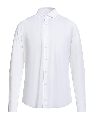 XACUS Solid colour shirt White 100% Cotton