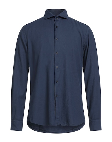 XACUS Solid colour shirt Navy blue 100% Cotton