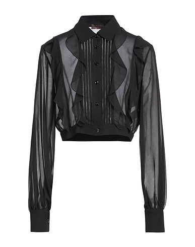 OLLA PARÉG Solid color shirts & blouses Black 65% Polyester, 35% Viscose