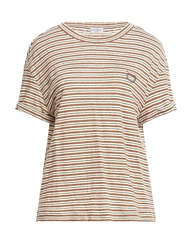 BRUNELLO CUCINELLI Ｔシャツ キャメル リネン 90% / レーヨン 5% / ポリウレタン 4% / 金属繊維 1%
