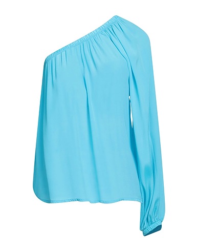 MÊME ROAD One-shoulder top Azure 70% Viscose, 30% Silk