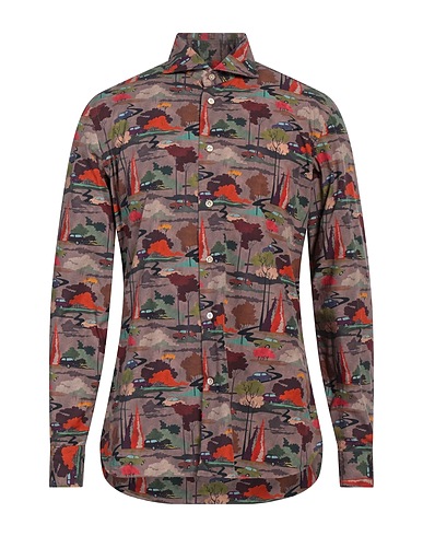 BORRIELLO NAPOLI Patterned shirt Taupe 100% Cotton