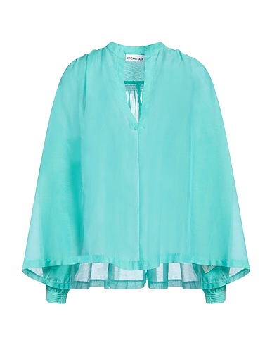 ATTIC AND BARN Top Turquoise 72% Cotton, 28% Silk