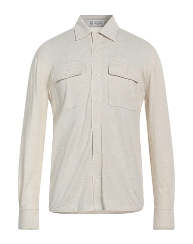 BRUNELLO CUCINELLI Solid color shirt Ivory 100% Cotton