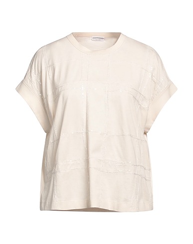 BRUNELLO CUCINELLI Basic T-Shirt Beige 100% Cotton, Polyester
