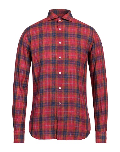 XACUS Checked shirt Magenta 100% Linen
