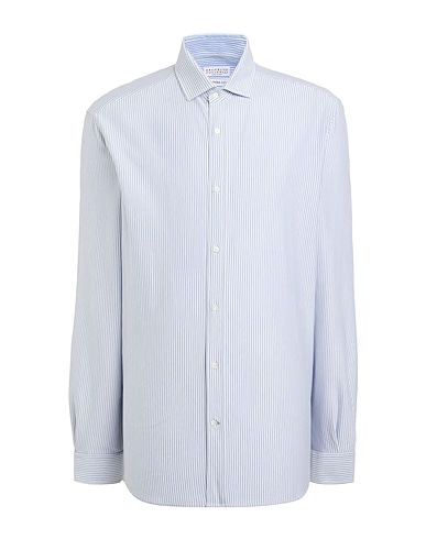 BRUNELLO CUCINELLI Striped shirt Light blue 100% Cotton