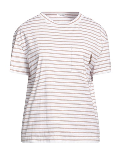 BRUNELLO CUCINELLI T-shirt Beige 100% Cotton, Brass