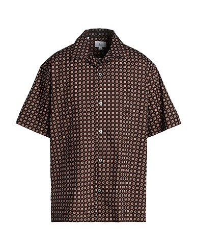 DUNHILL Patterned shirt Midnight blue 72% Cotton, 28% Mulberry silk