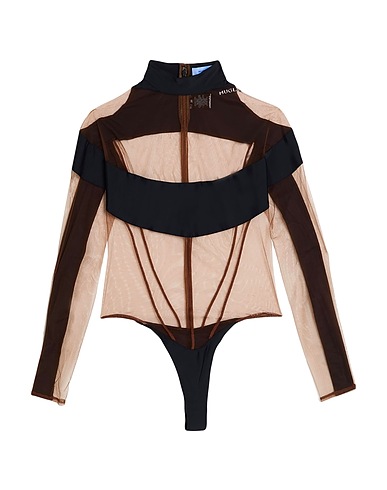 MUGLER TOPS & TEES Brown 78% Polyamide, 22% Elastane