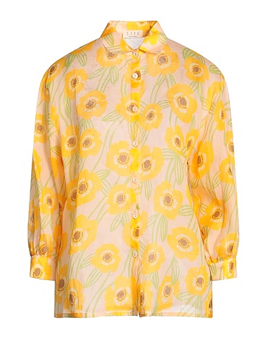 SIYU Floral shirts & blouses Yellow 100% Ramie