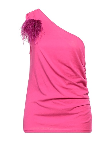 PATRIZIA PEPE One-shoulder top Magenta 100% Organic cotton