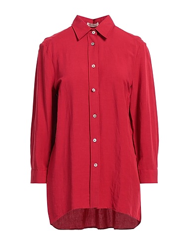 CAMICETTASNOB Solid colour shirts & blouses Brick red 64% Viscose, 36% Linen