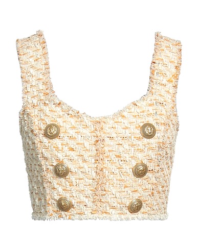 BALMAIN Top Beige 49% Cotton, 27% Polyamide, 12% Synthetic fibers, 11% Polyurethane, 1% Wool