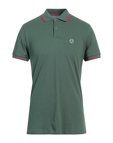 PEOPLE OF SHIBUYA Polo shirt Dark green 94% Cotton, 6% Elastane