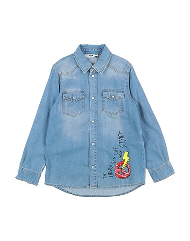 MSGM 데님 셔츠 블루 100% 코튼