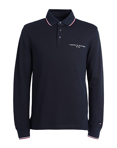 TOMMY HILFIGER Polo shirt Midnight blue 96% Cotton, 4% Elastane