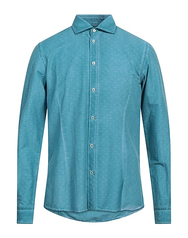 PLOUMANAC'H Solid colour shirt Deep teal 75% Cotton, 22% Nylon, 3% Elastane