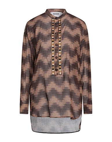 BAZAR DELUXE Patterned shirts & blouses Khaki 100% Cotton
