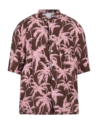 PT Torino Patterned shirt Brown 65% Viscose, 35% Linen