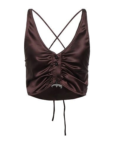 GANNI Top Dark brown 97% Polyester, 3% Elastane, Polyamide, Cotton