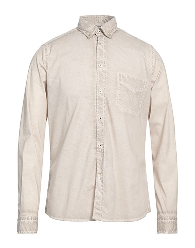 PLOUMANAC'H Solid colour shirt Taupe 97% Cotton, 3% Elastane