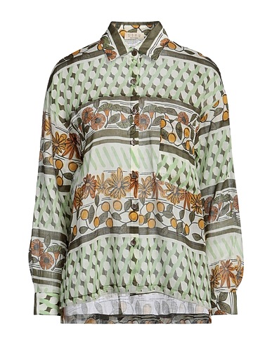 SIYU Hemden und Blusen mit Blumen Säuregrün 100% Ramie