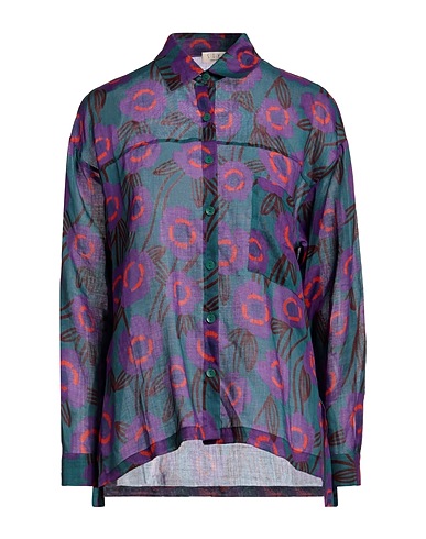 SIYU Floral shirts & blouses Slate blue 100% Ramie