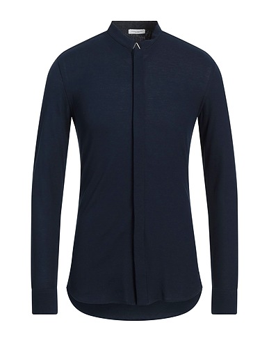 PAOLO PECORA Solid colour shirt Midnight blue 100% Cotton