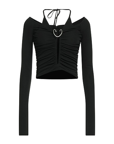 DION LEE Crop top Black 72% Viscose, 28% Polyester