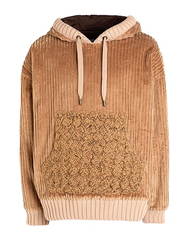 DOLCE&GABBANA Hooded track jacket  Camel 100% Cotton, Wool, Acrylic, Polyamide, Elastane