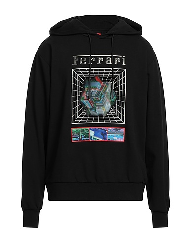 FERRARI Sudadera Negro 86% Algodón, 14% Poliéster, Poliamida, Elastán