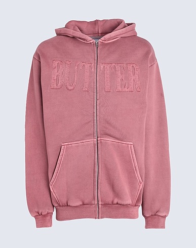 BUTTER GOODS Hooded track jacket  Fabric Applique Zip-Thru Hood Antique rose 65% Cotton, 35% Polyester