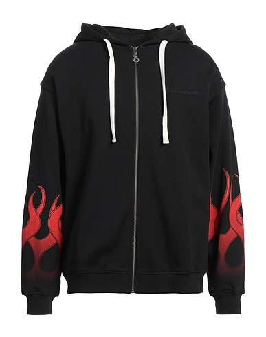 VISION OF SUPER Hooded track jacket  Black 100% Cotton, Elastane