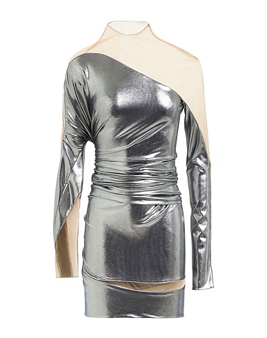 MUGLER Midi dress Silver 78% Polyamide, 22% Elastane