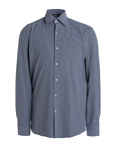 BOSS Patterned shirt Navy 86% Polyester, 14% Elastane